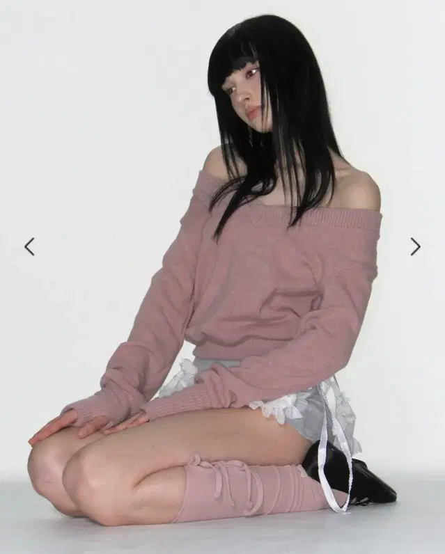 크랭크  RIBBON WARMER V-NECK KNITWEAR_PINK