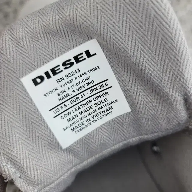 US8.5/265 ] DIESEL 디젤 하이탑 스니커즈 / 실착 1~2회