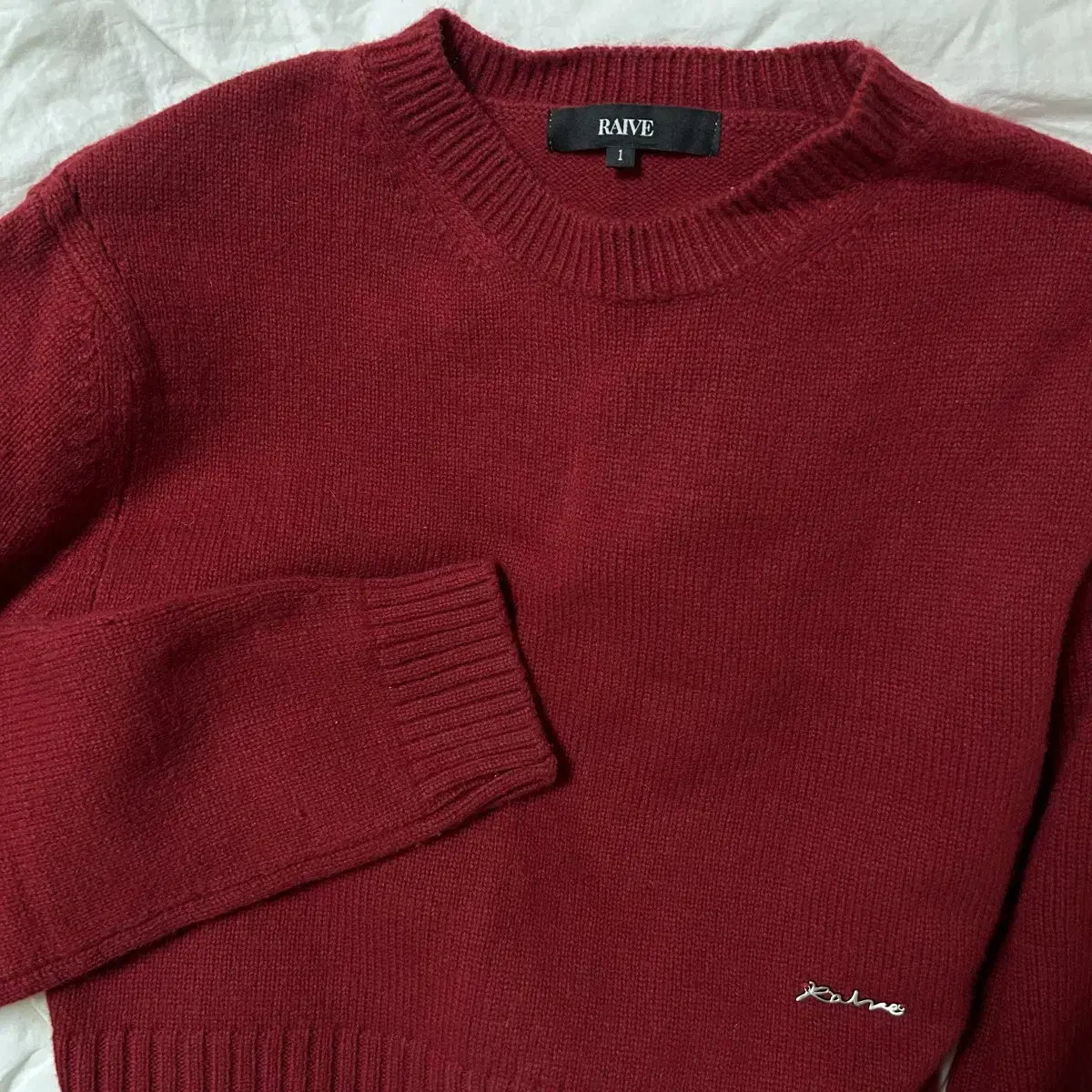 레이브 니트 Cropped Basic Knit in Red