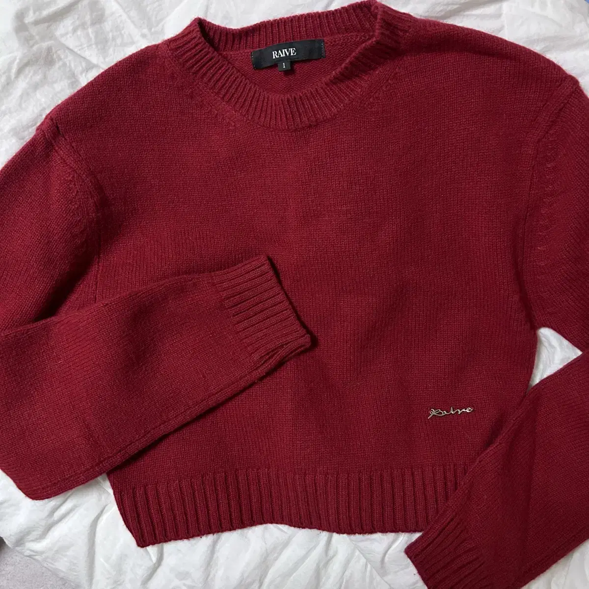 레이브 니트 Cropped Basic Knit in Red