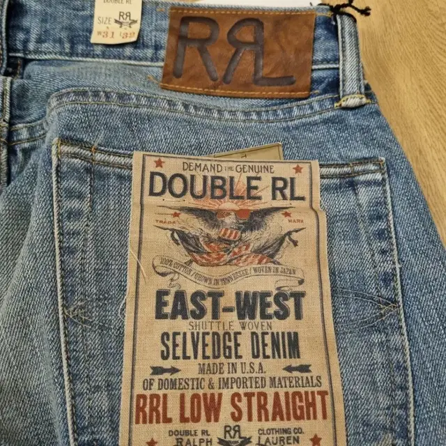 RRL low straight 셀비지 데님