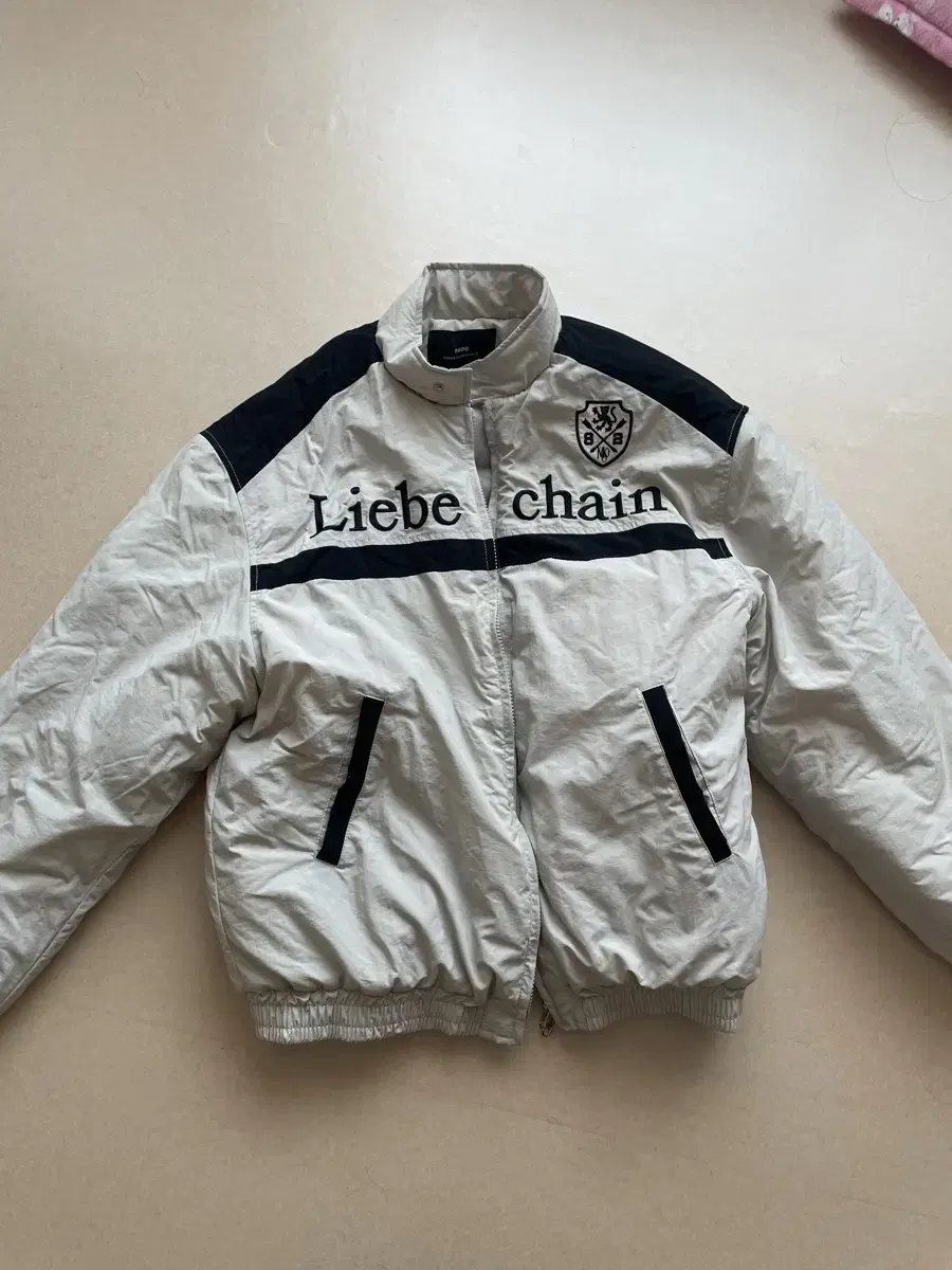 M.O.O. Nylon embroidered colorblocked racing jacket - beige