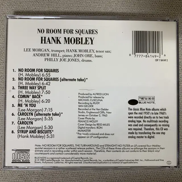 [CD] Hank Mobley - No Room For Squares