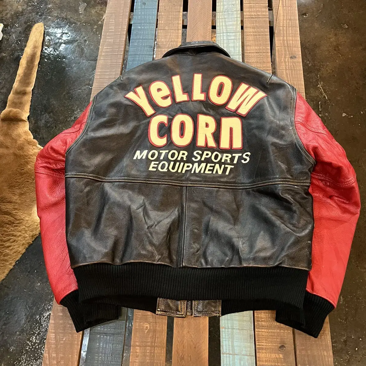 빈티지 옐로우콘 YELLOW CORN 가죽 레이싱 자켓