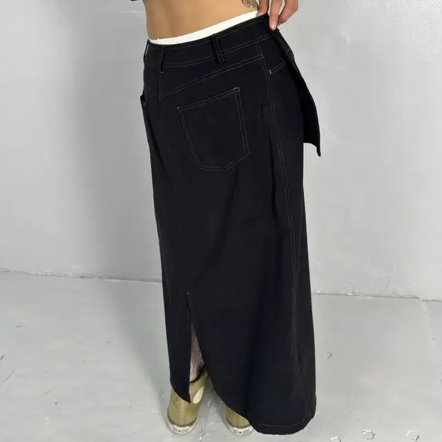 vintage overlay poly denim skirt  ₩ : 3.