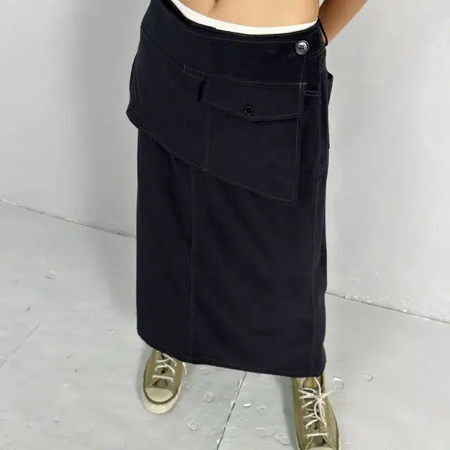 vintage overlay poly denim skirt  ₩ : 3.