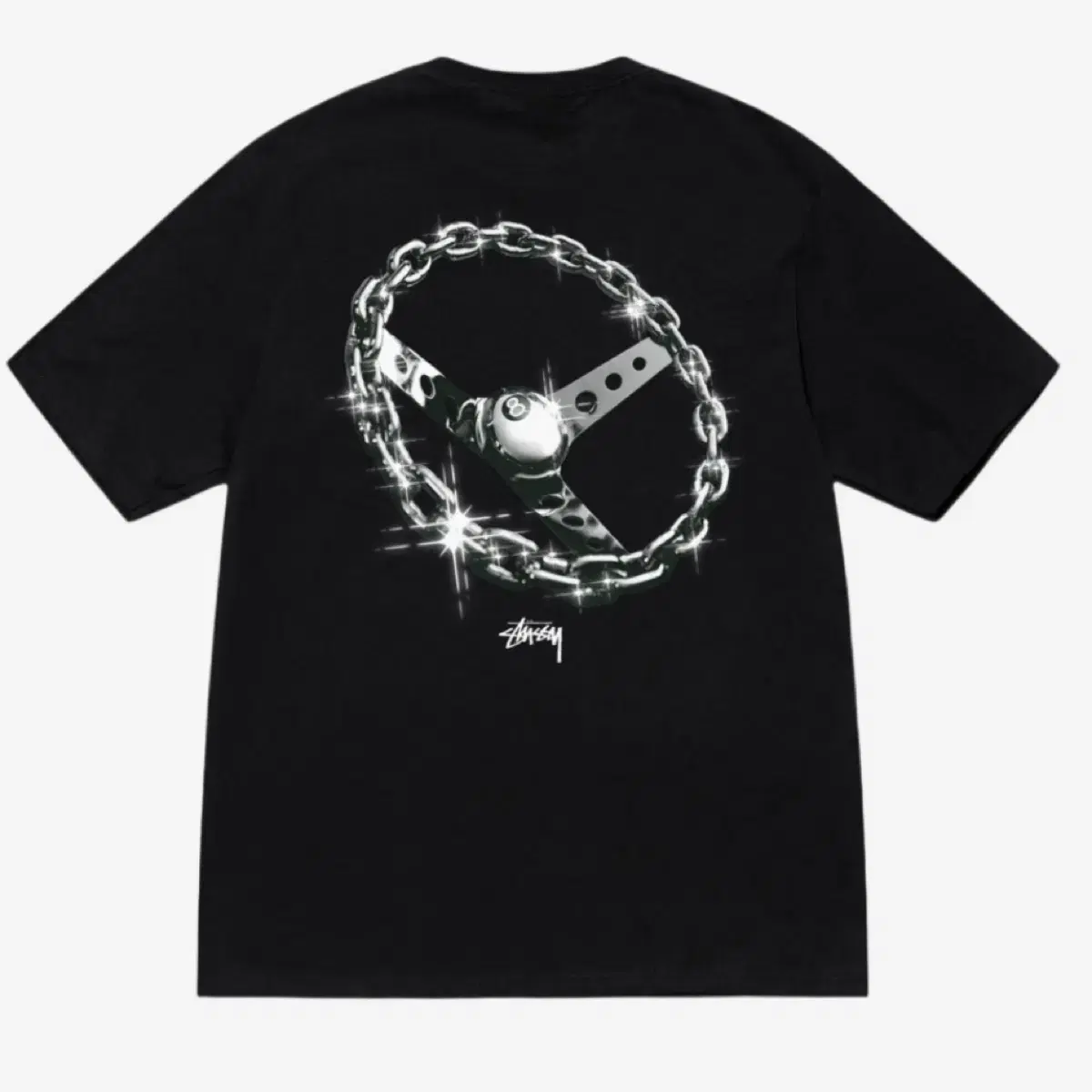 스투시 STUSSY 체인 링크 반소매 티셔츠 블랙 M