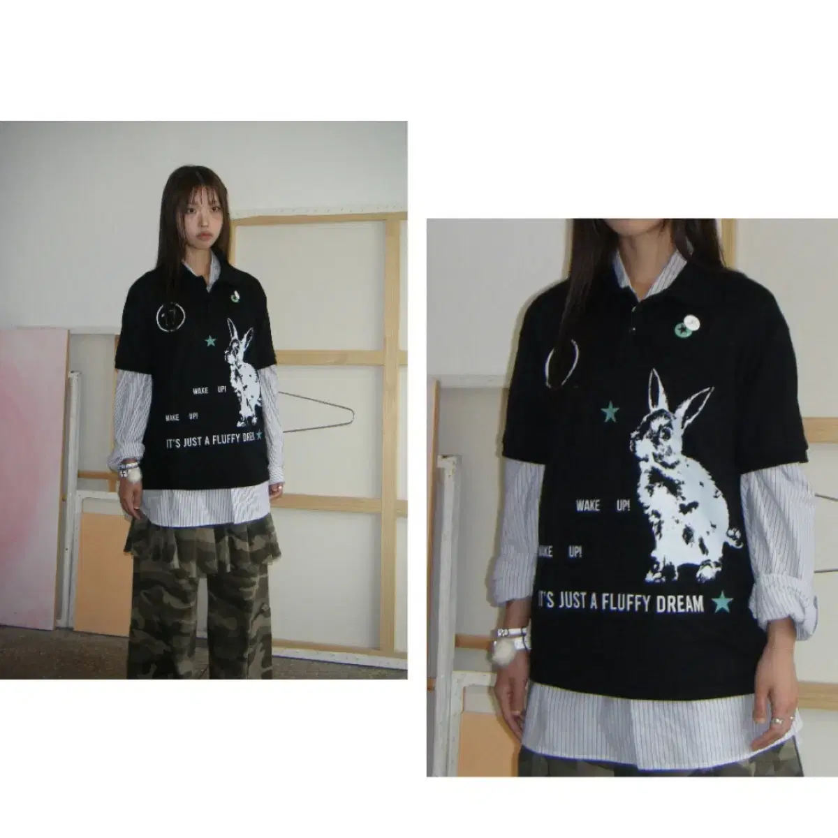 Fluffyhaus 플러피 하우스 Bunny pk t-shirt