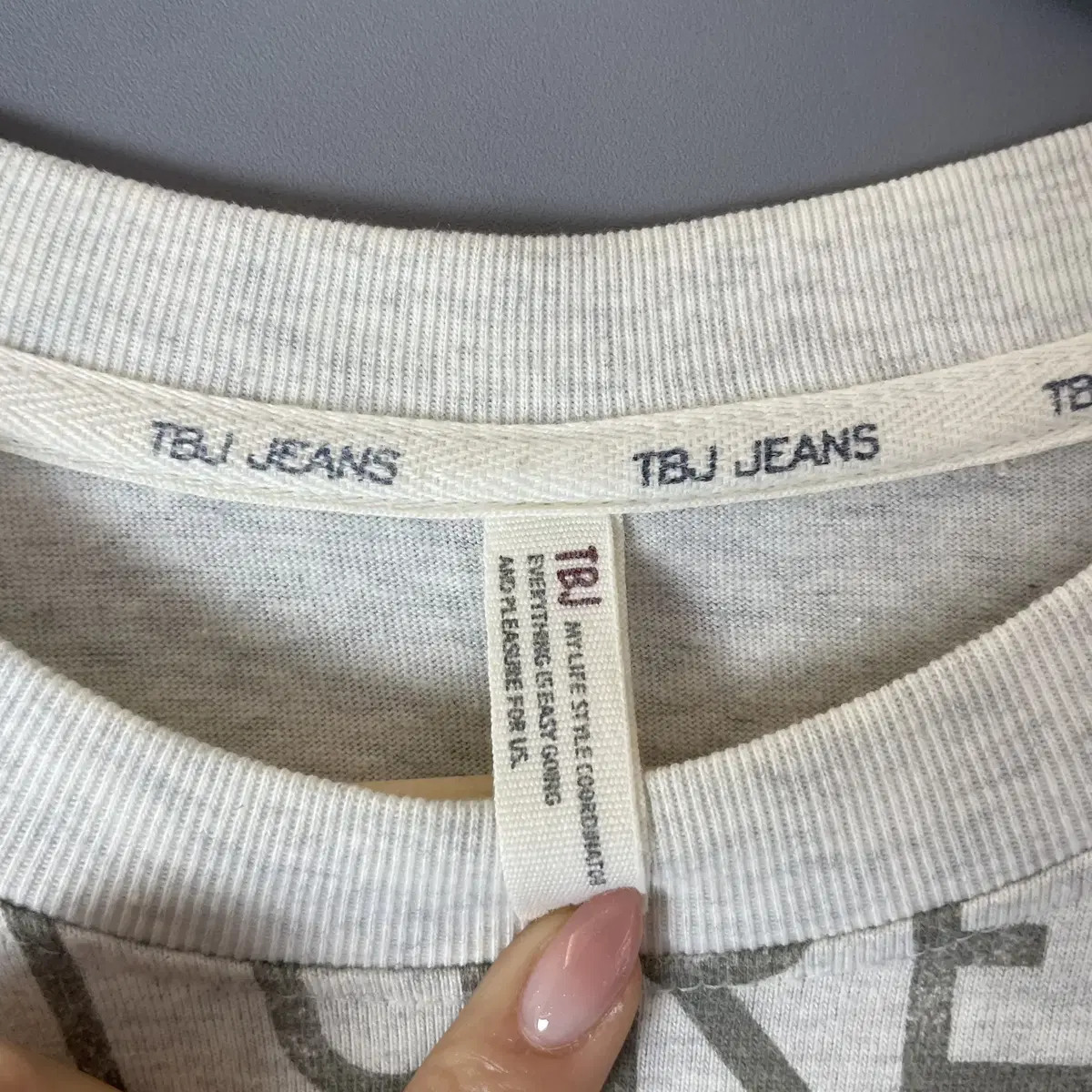 TBJ JEANS 베이지 프린팅 반팔 티셔츠 100