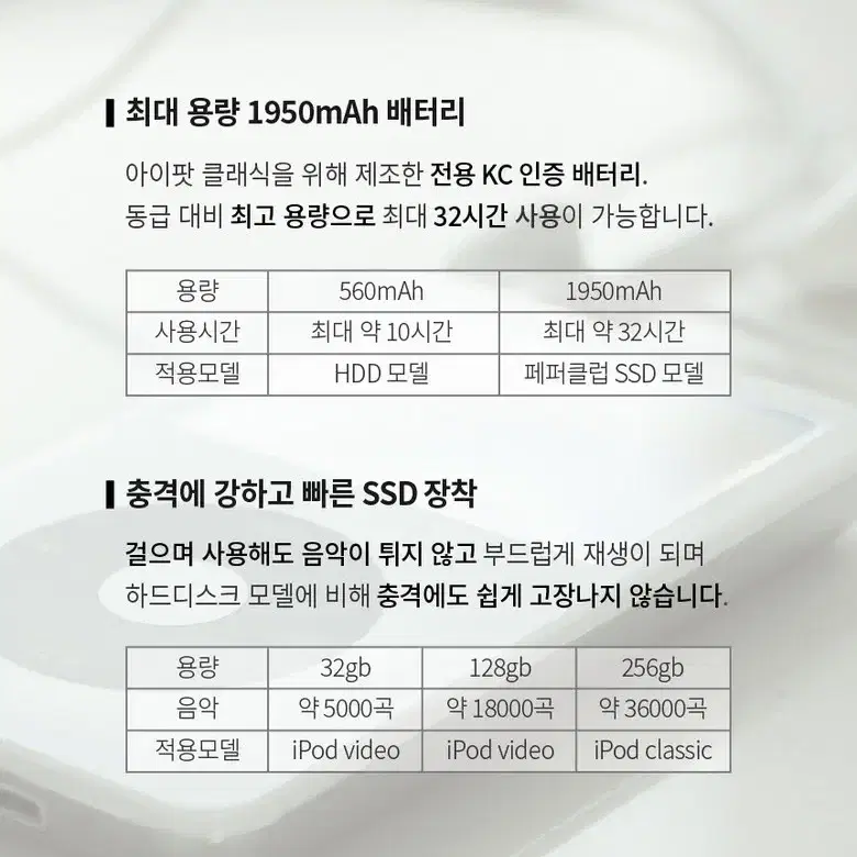 클래식 아이팟 비디오 SSD32GB 5세대 5.5세대 우유팟 국내당일발송