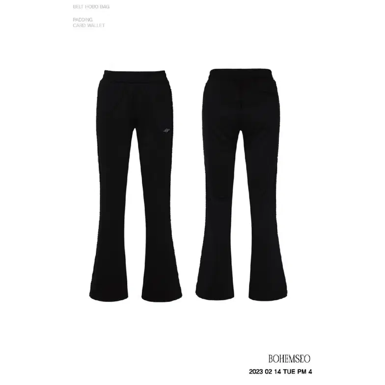 【BOHEMSEO】 KNEE SHIRRING BOOTCUT PANTS, BLACK BOHEMIAN SEOUL | 보헤미안서울 Bohemian Seoul Bootcut Track