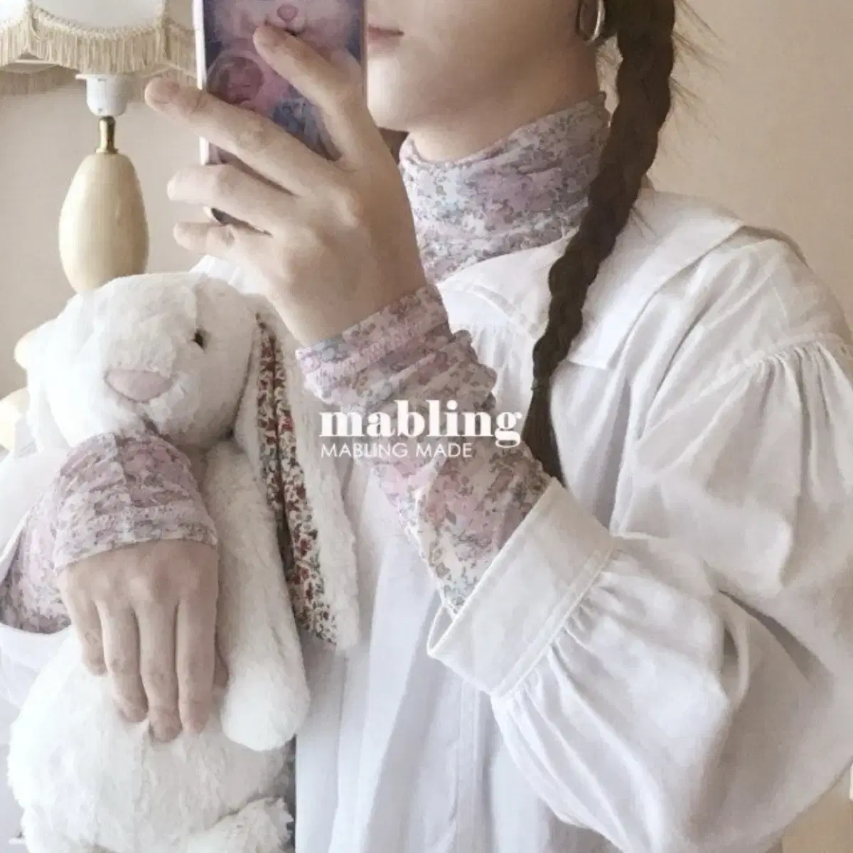 (새상품) 마블링 mabling 쉬어 플라워 터틀넥