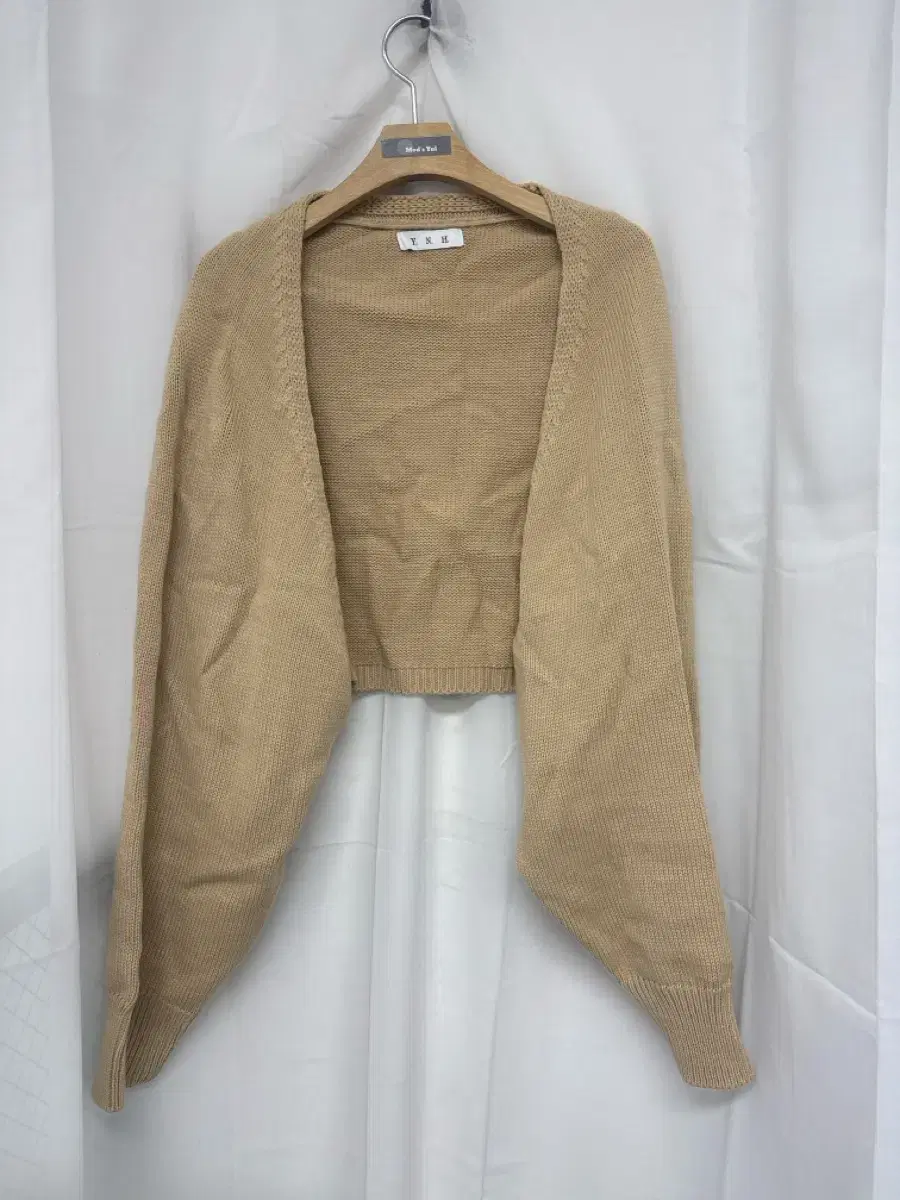 Beige knit shawl cardigan