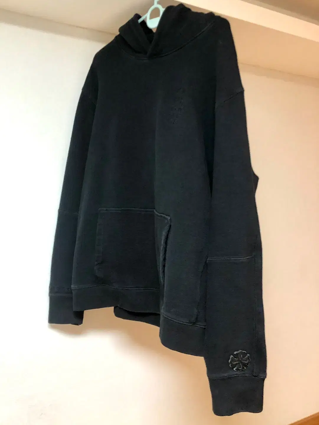 (Limited Edition) Chrome Hearts Cross Patch Leather Hoodie