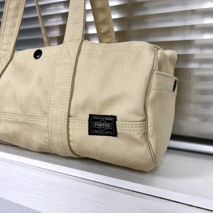 PORTER-CANVAS BOSTON BAG M(Beige)포터 보스턴백