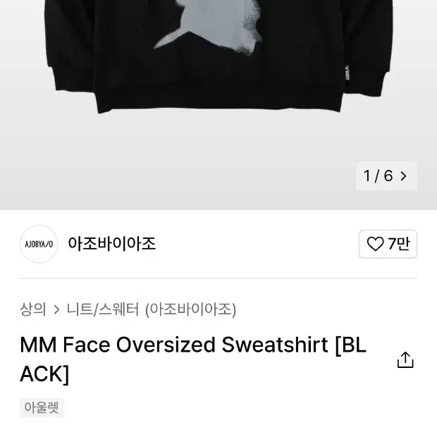 MM Face Oversized Sweatshirt [BLACK]