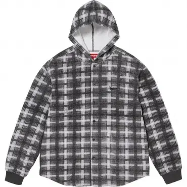 Genuine M Supreme Hooded Plaid Knit Shirt Black 23FW