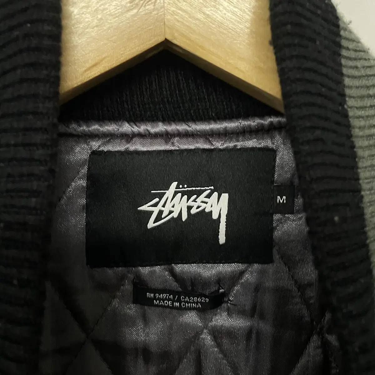 스투시 Stussy 빅 에스 레터맨 울 바시티 자켓 블랙