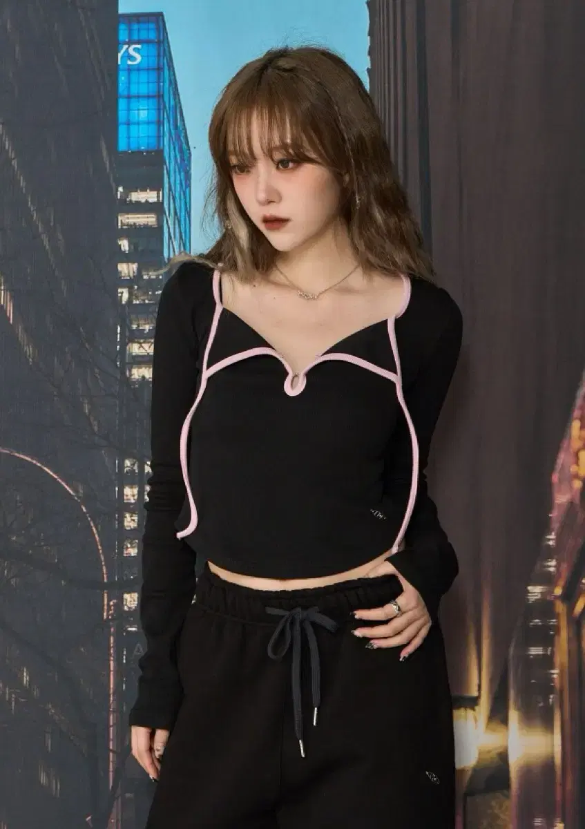 체리퀴리 string hook top - black