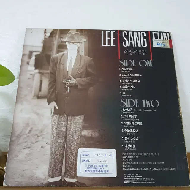 이상은2집 LP  1989    사랑할꺼야  아오아오아