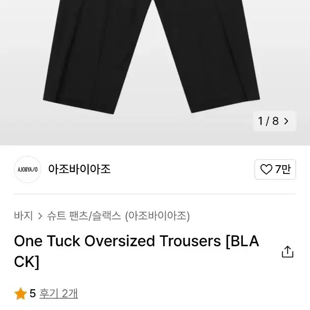 One Tuck Oversized Trousers [BLACK]