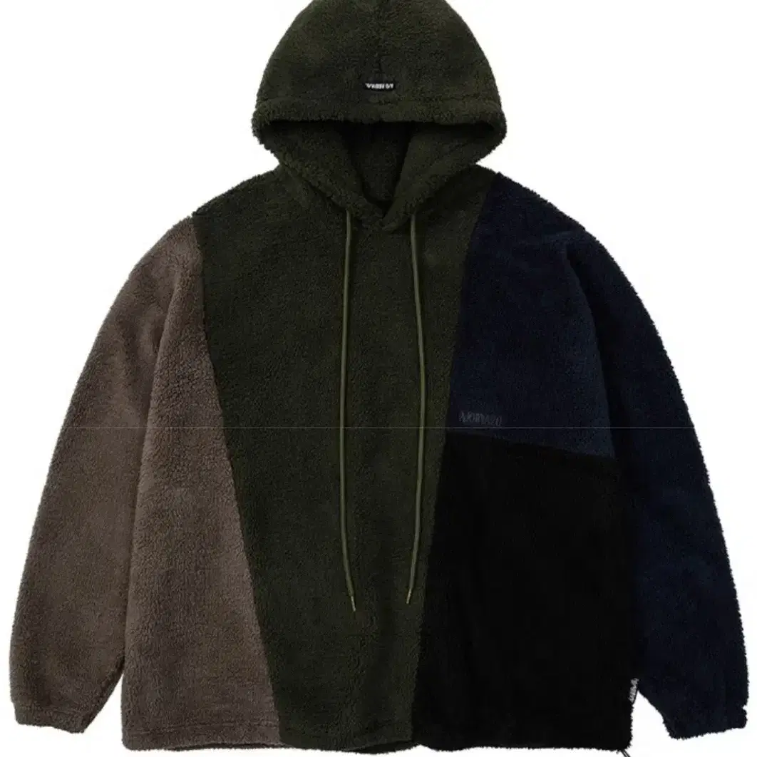 Mixed Fleece Oversized Hoodie [KHAKI]