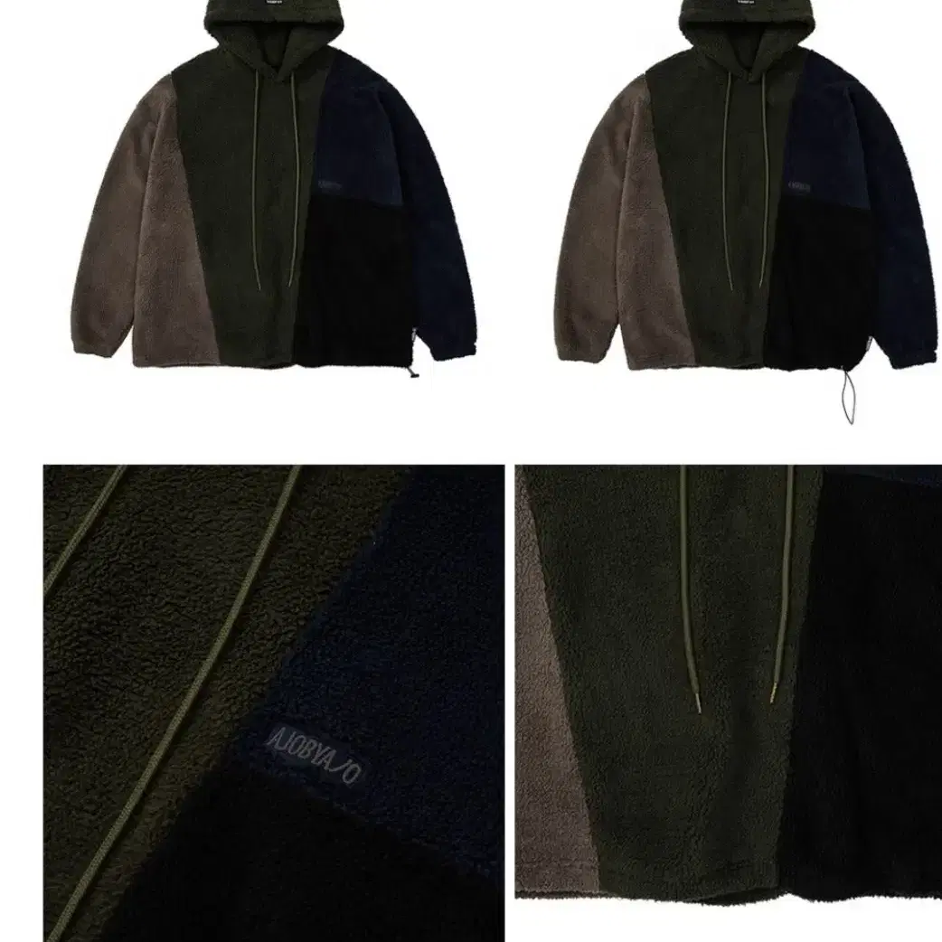 Mixed Fleece Oversized Hoodie [KHAKI]