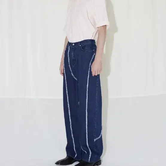 라벨아카이브 청바지 cut off spliced jeans dark bl