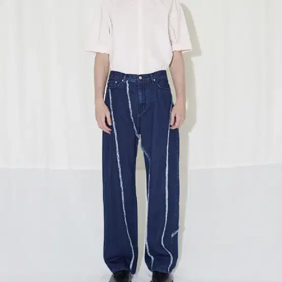 라벨아카이브 청바지 cut off spliced jeans dark bl