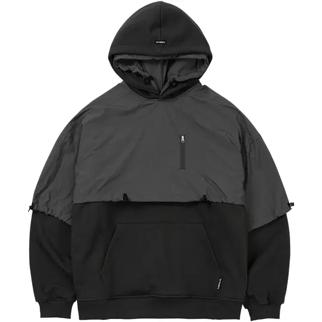 Layered Nylon Hoodie [CHARCOAL]