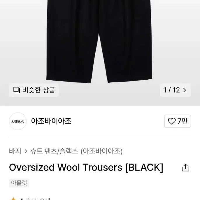 Oversized Wool Trousers [BLACK]