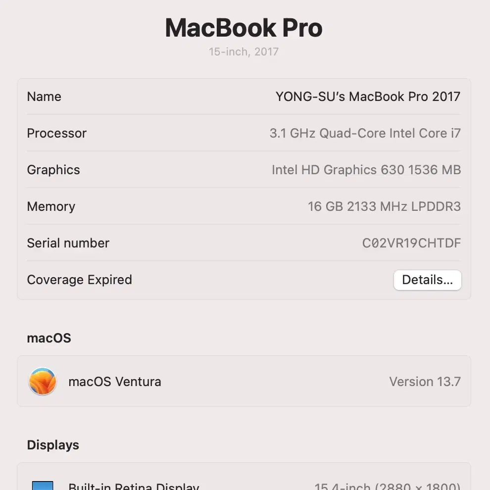 MacBook Pro 15-inch 2017 2TB