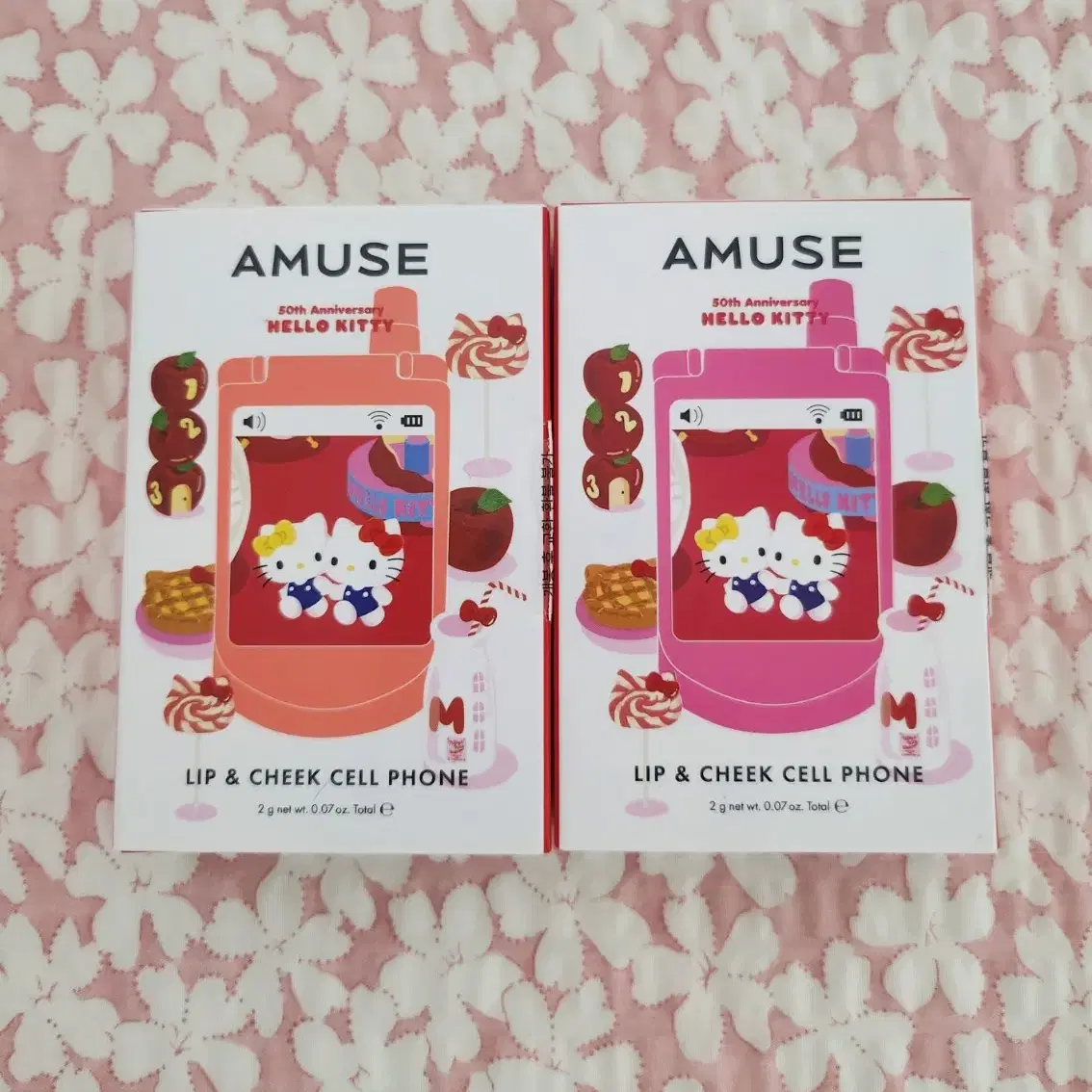 {최저가}[애플소다/핑크소다] AMUSE 어뮤즈 헬로키티 화장품 립앤치크