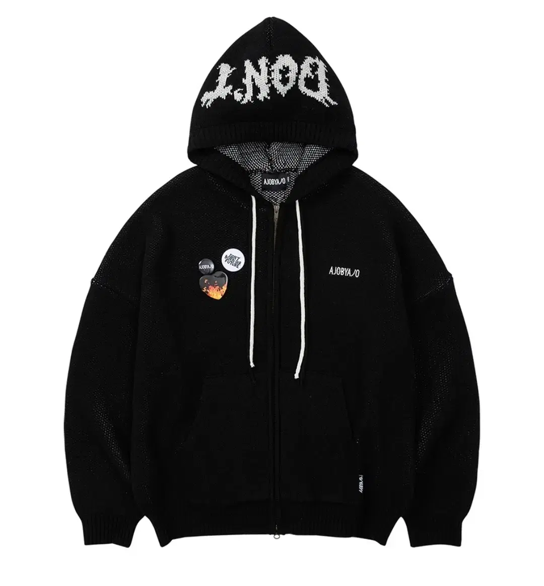 Wool Knit Zip-Up Hoodie [BLACK]