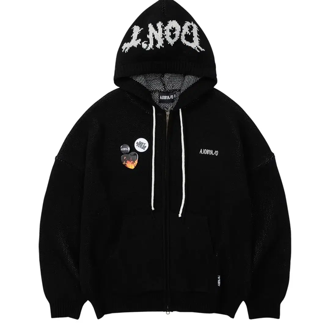 Wool Knit Zip-Up Hoodie [BLACK]