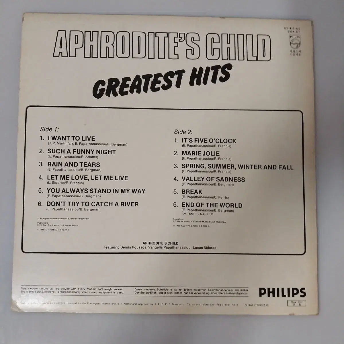 APHRODITE,S CHILD-GREATEST HITS아프로 디(LP)