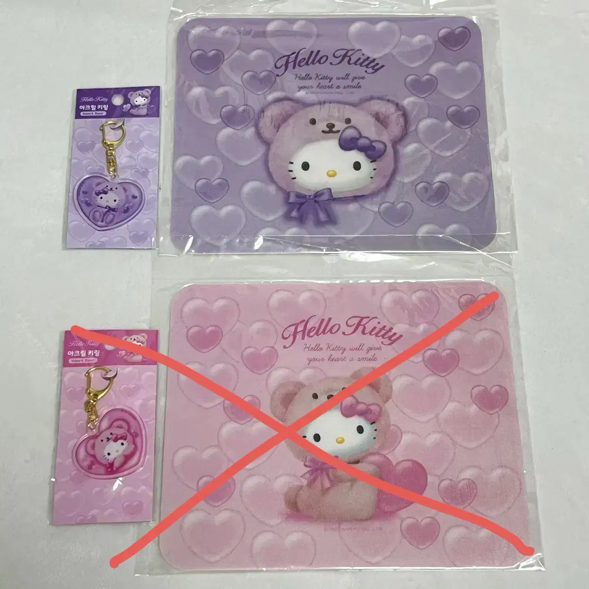 Sanrio Hello Kitty Stationery Heart Bear Mouse Pad with Acrylic Keyring