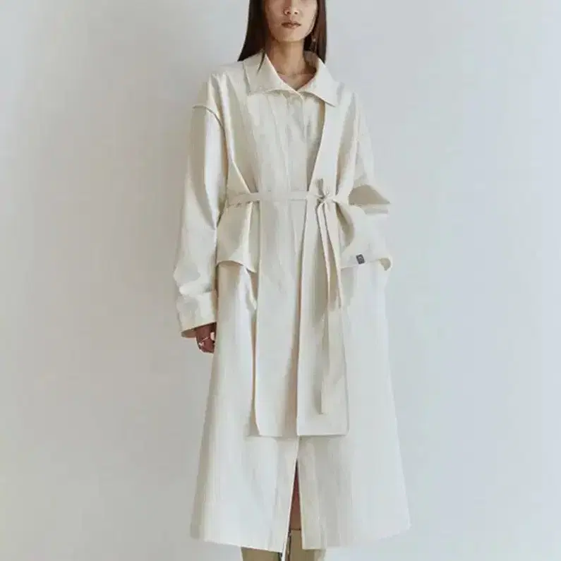 오스더 Osthe trench flap dress cream