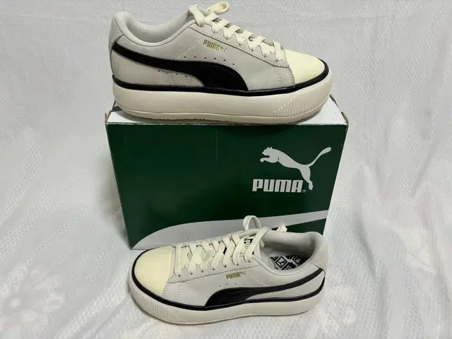 (새제품)Puma 퓨마 천연소가죽 키높이 스니커즈 운동화240mm