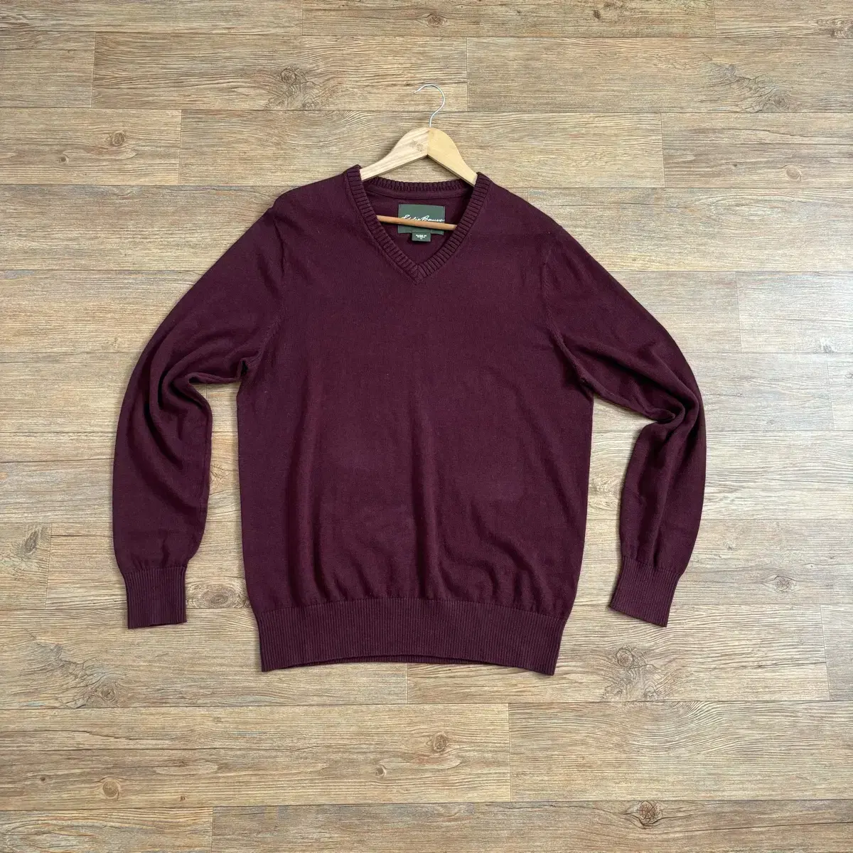 Eddie Bauer Casual Knit Cashmere V-Neck 105 Big Size Wine