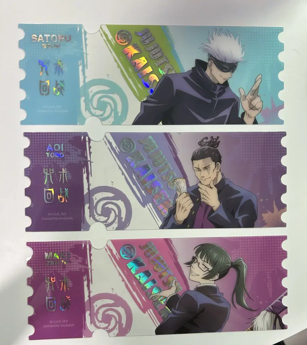 Zuu Jutsu Rotation Ticket Set (Satoru Gojo, Megumi Fushiguro, Xenin Maki, Todo)