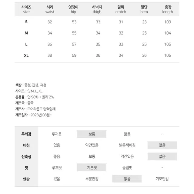 모어라운드 와이드 데님 흑청 팬츠