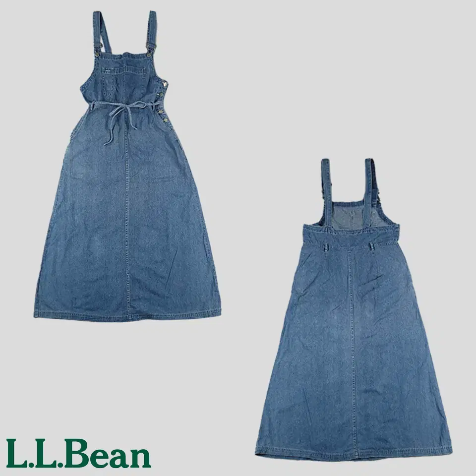 LLBEAN 엘엘빈 중청 워싱 아메카지 멜빵 치마 원피스 WOMANS M