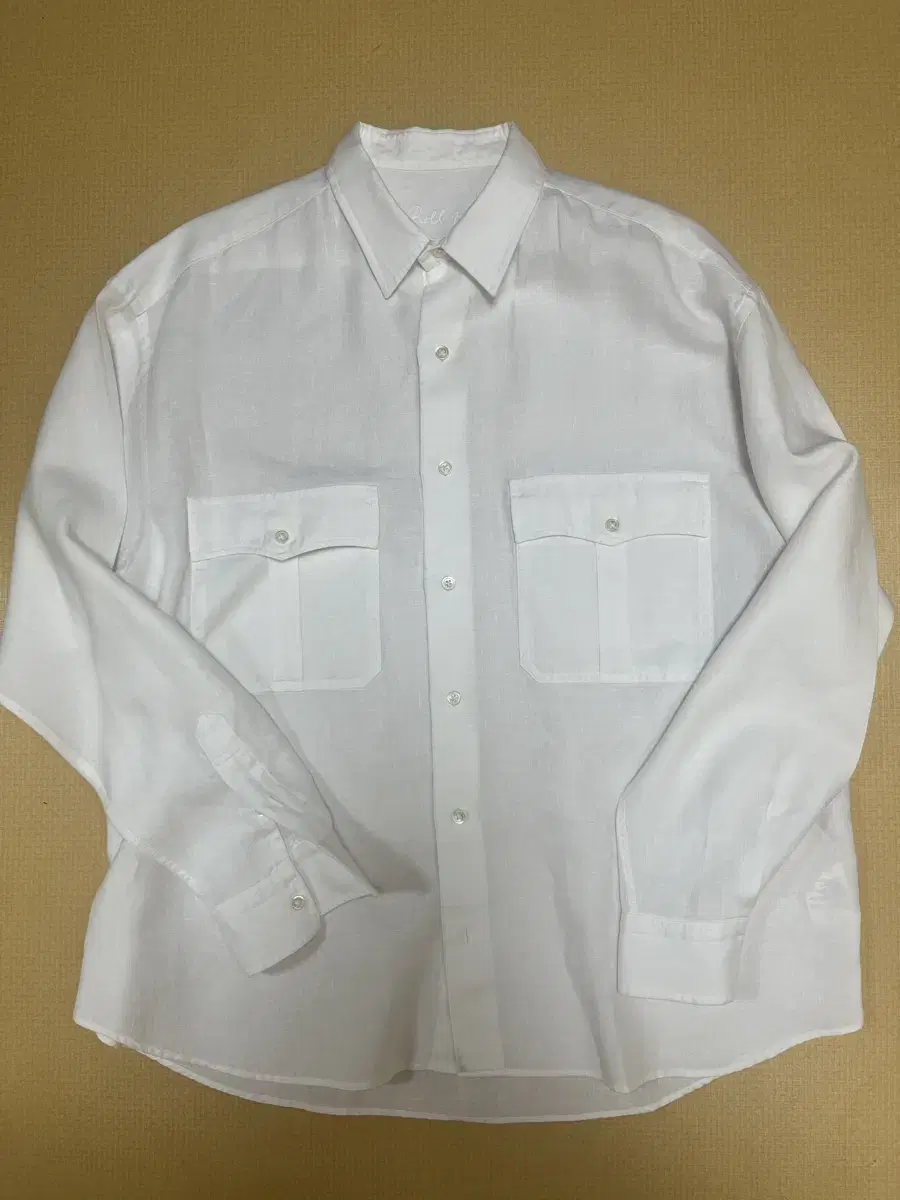 Porter Classic Roll-Up Shirt in French Linen White Size L