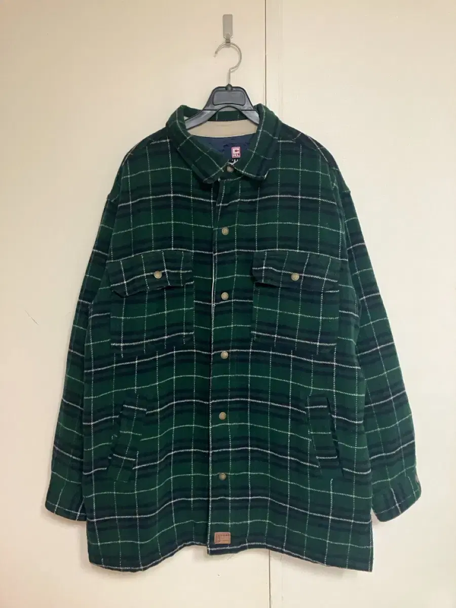 Ralph Lauren CHAPS Overcoat wool check quilted shirt jacket