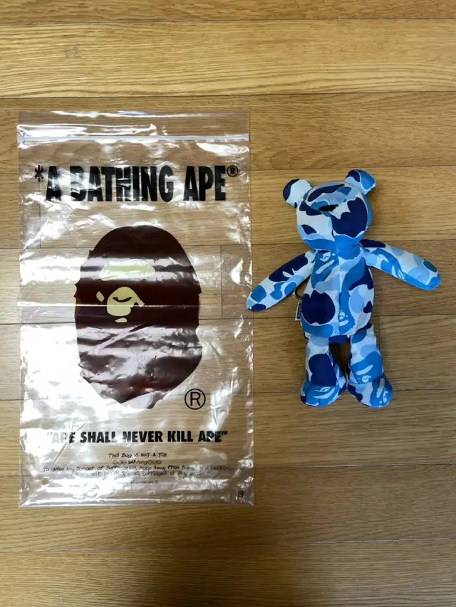 베이프 Bape 에이비씨 카모 베어 에코백 키링 블루 파랑 파란색