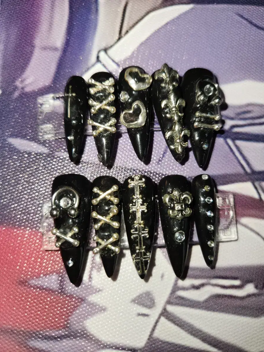 Goth punk emo handmade nail tip