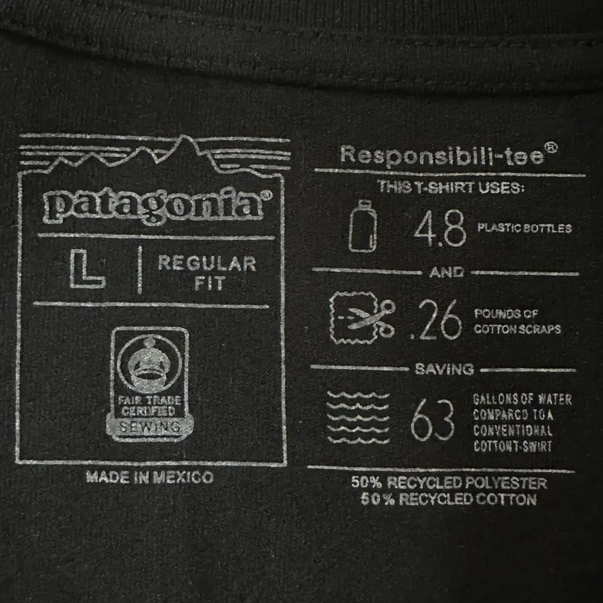 [L] 파타고니아 PATAGONIA 백 프린팅 롱슬리브 긴팔 티셔츠 블랙