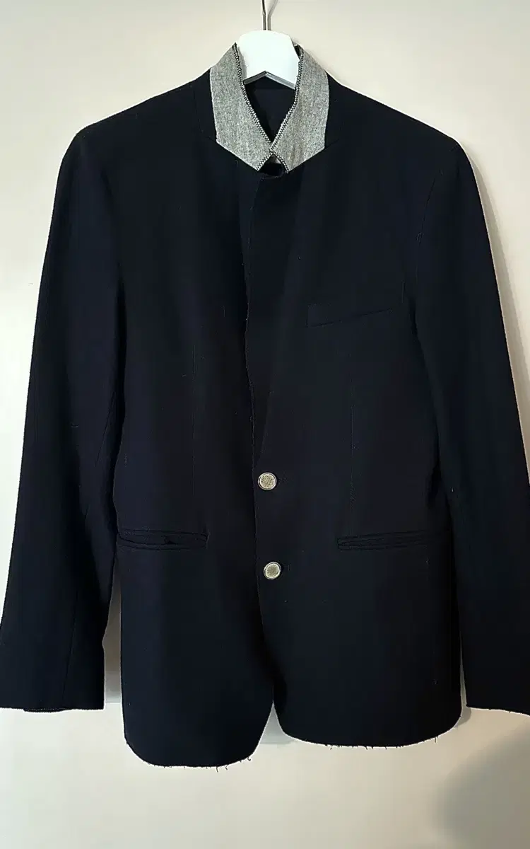 Solid Homme by Wooyoung Woo Light wool navy two-button blazer size 95