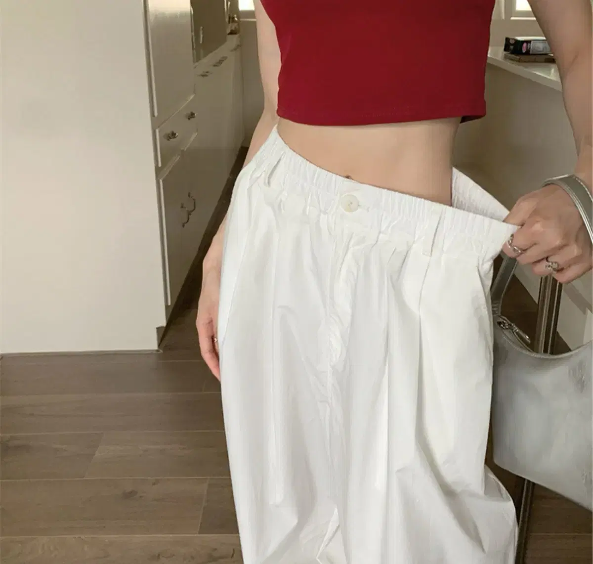 White wide-legged pants